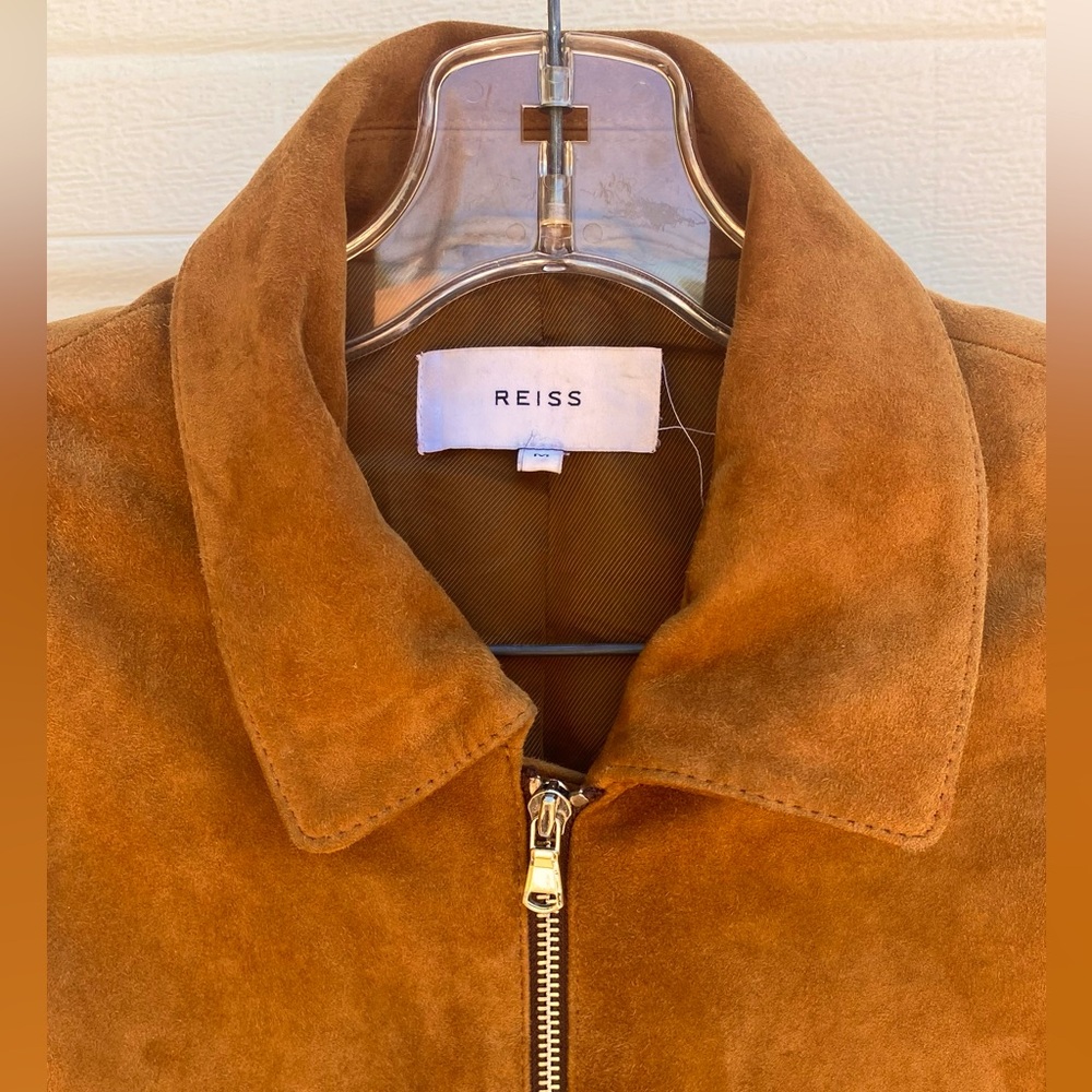 Reiss Men’s Suede Jacket “Cognac Brown” - Medium
